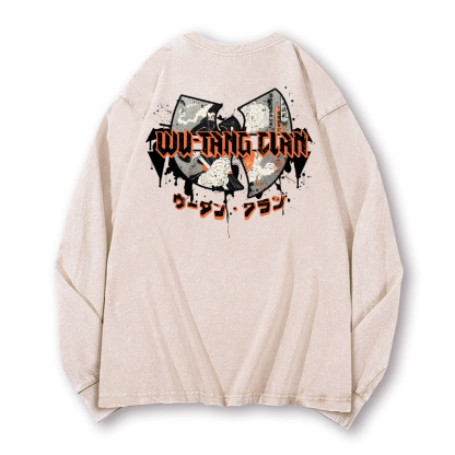 Wu Tang Clan Vintage Washed Cotton Back Art Long-sleeve T-shirt