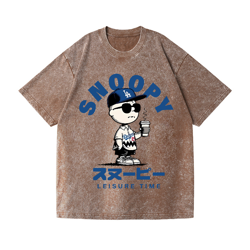 Dodgers Snoopy Vintage Wash Japanese Design T-Shirt