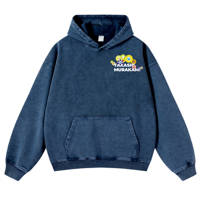 TM Flower Vintage Washed Cotton Back Art Hoodie