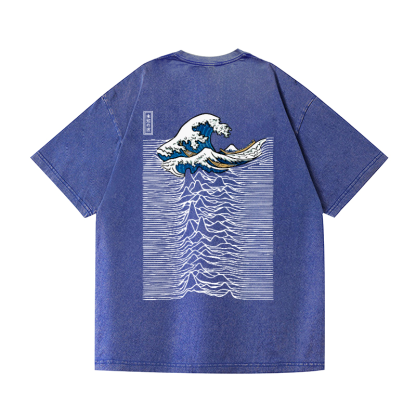 The Great Wave Katsushika Hokusai Ukiyoe Vintage Wash Japanese Design Back Art T-Shirt
