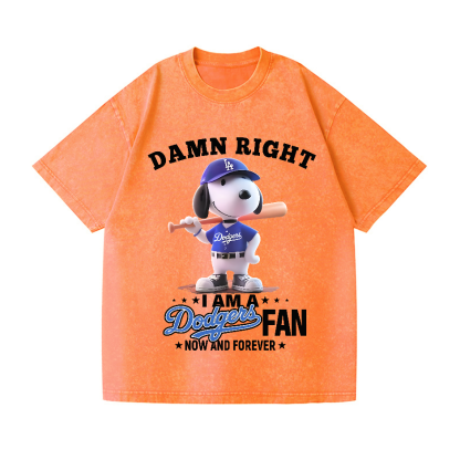 Dodgers Snoopy Baseball Vintage Wash Japanese Design T-Shirt