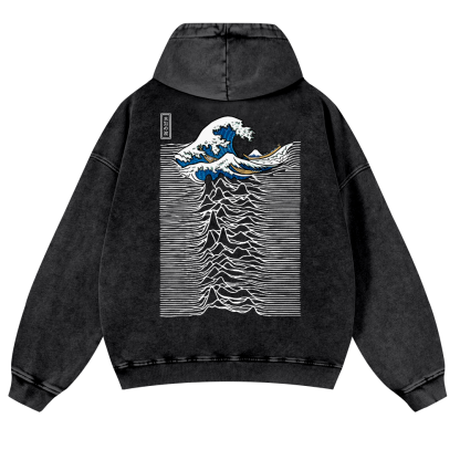 The Great Wave off Kanagawa Katsushika Hokusai Ukiyoe Vintage Washed Cotton Back Art Hoodie
