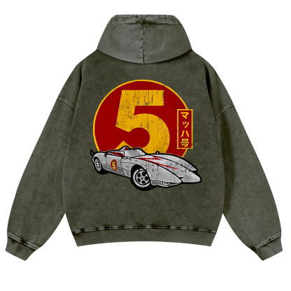 Speed Racer Mach 5 Vintage Washed Cotton Back Art Hoodie