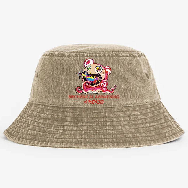 TM Sunflower Octopus Tokyo Japan Vintage 100% Cotton Bucket Hat