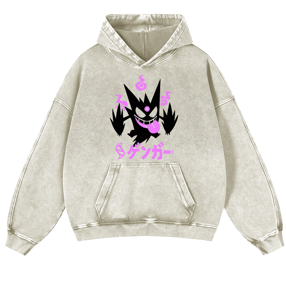 Gengar Vintage Washed Thick Cotton Hoodie
