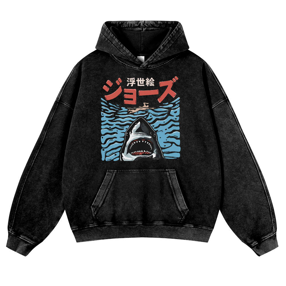 Jaws Vintage Washed Thick Cotton Hoodie