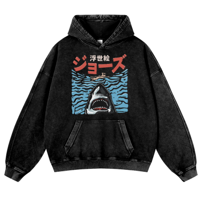 Jaws Vintage Washed Thick Cotton Hoodie