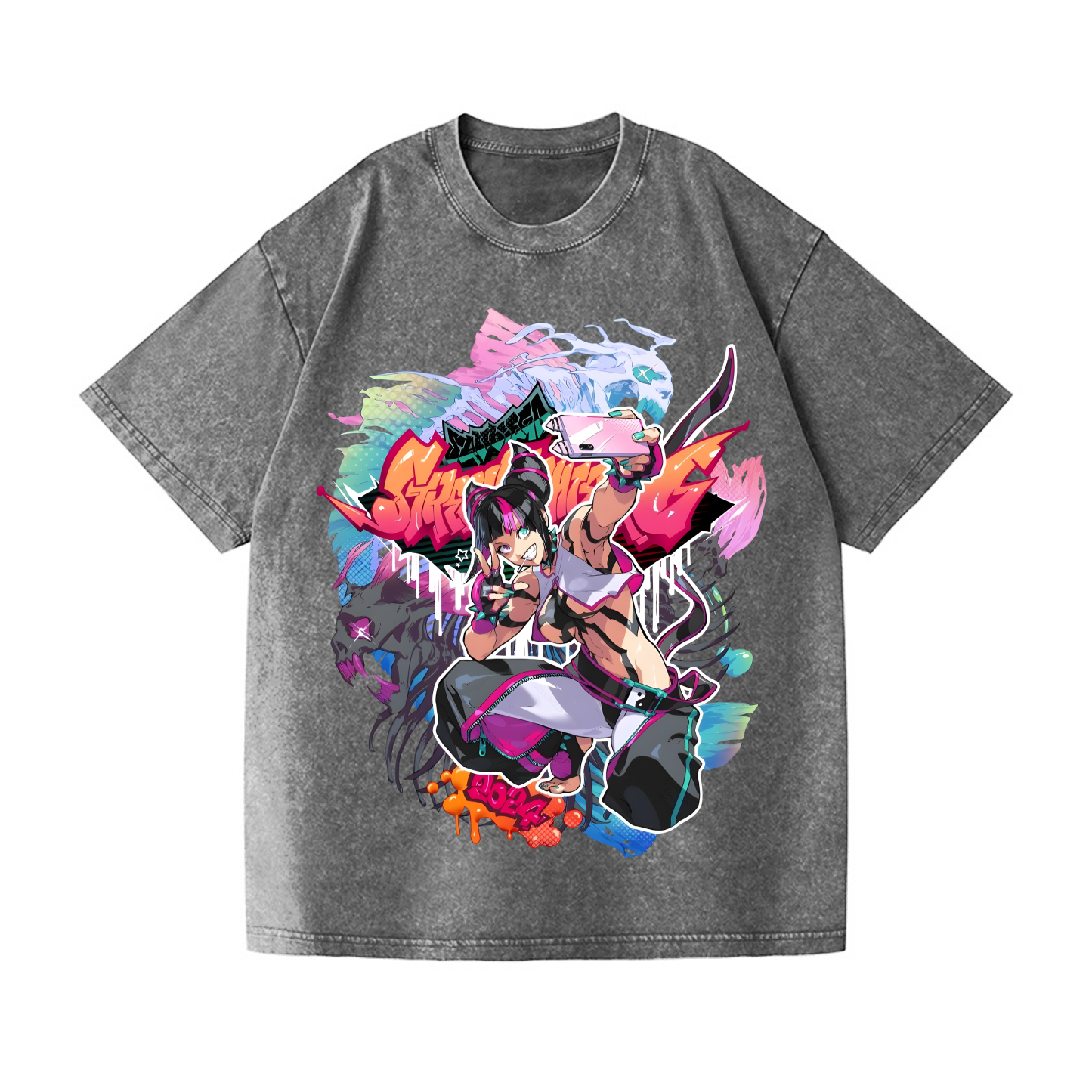 Street Fighter Juri Vintage Wash Japanese Design T-Shirt