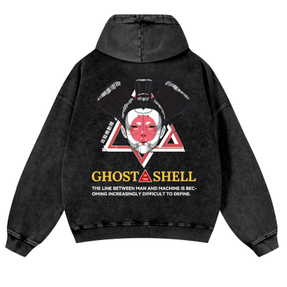 Ghost of the Shell Geisha Vintage Washed Cotton Back Art Hoodie