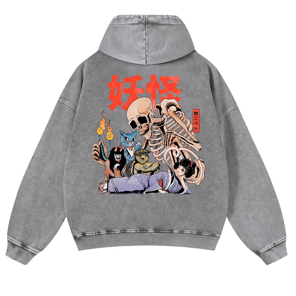 Gengar Vintage Washed Cotton Back Art Hoodie