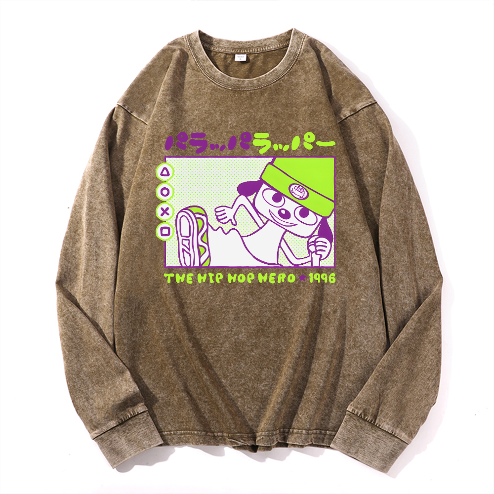 PaRappa the Rapper Vintage Cotton Wash Long-sleeve T-shirt
