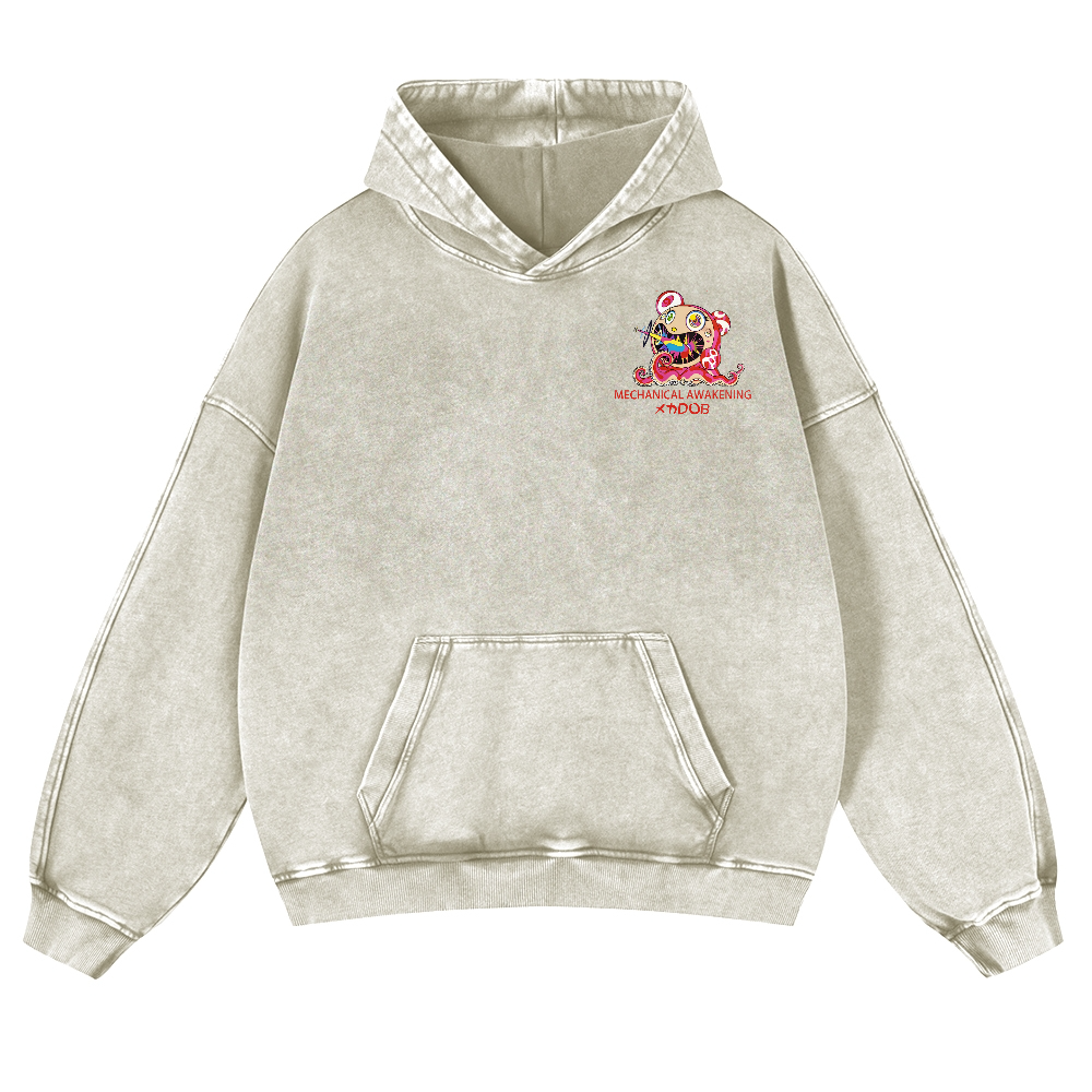 TM Sunflower Octopus Tokyo Japan Vintage Washed Cotton Back Art Hoodie