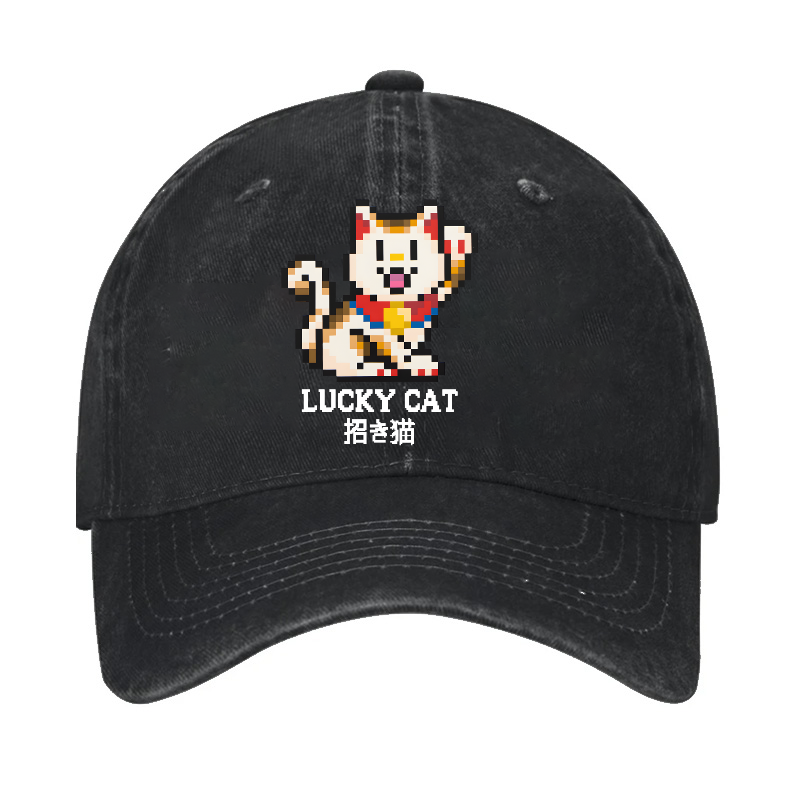 TM Mosaic Lucky Cat Vintage Cotton Cap