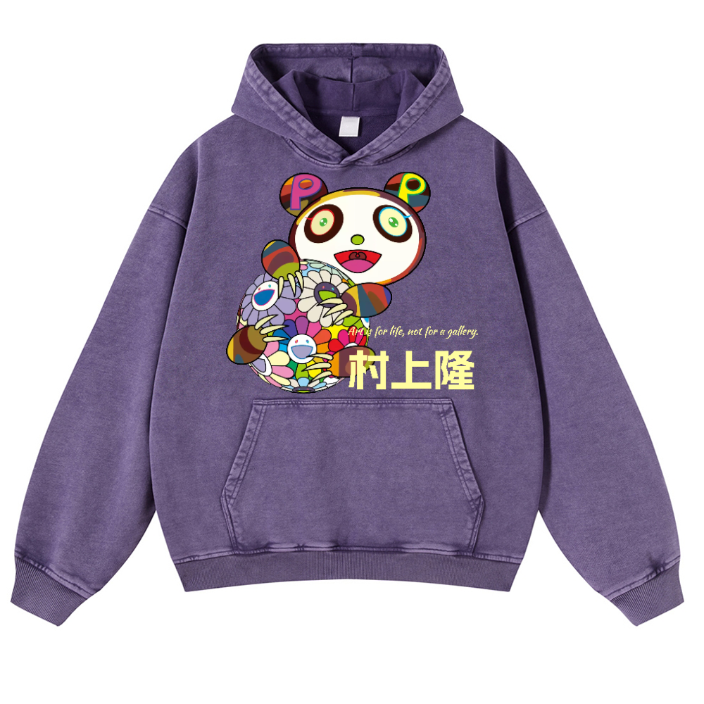 TM Sunflower Panda Vintage Washed Thick Cotton Hoodie