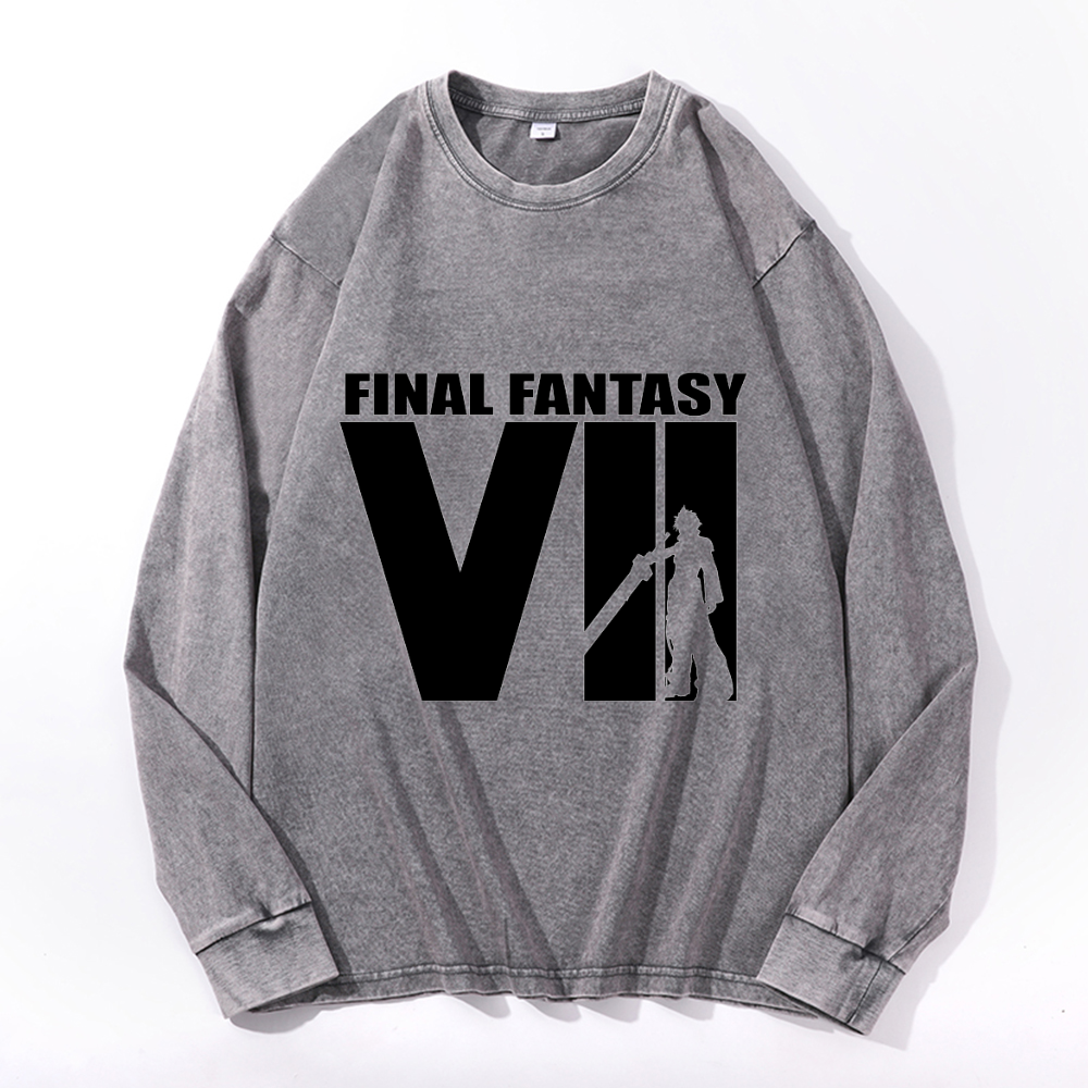 Final Fantasy Vintage Cotton Wash Crewneck Sweatshirt