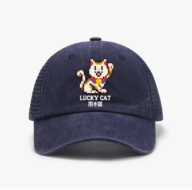 TM Mosaic Lucky Cat Vintage Cotton Breathable Hat
