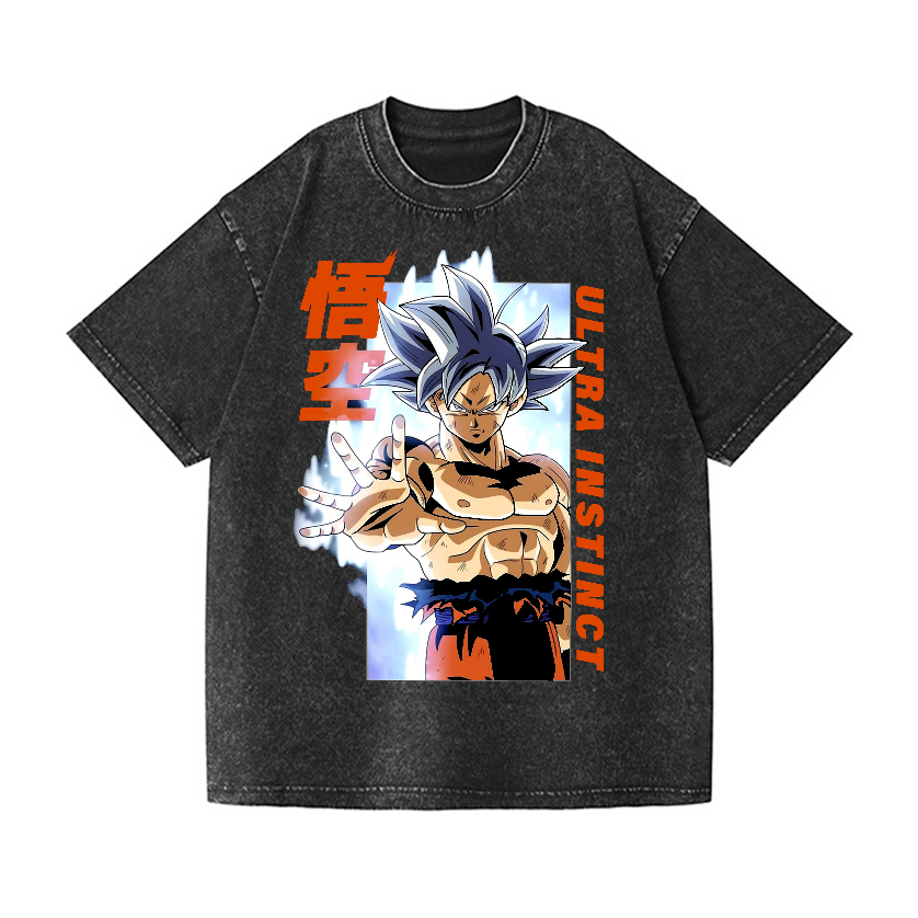 Dragon Ball Son Goku Ultra Instinct Vintage Wash Japanese Design T-Shi