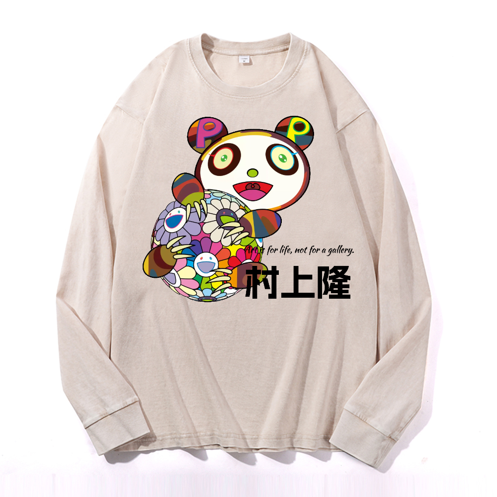 Panda Sunflower TM Vintage Cotton Wash Crewneck Sweatshirt