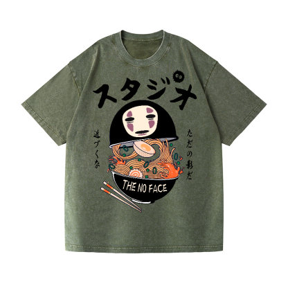 Ghibli No Face Kaonashi Ramen Vintage Wash Japanese Design T-Shirt