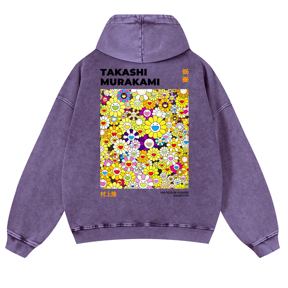 TM Flower Vintage Washed Cotton Back Art Hoodie