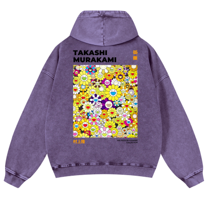 TM Flower Vintage Washed Cotton Back Art Hoodie