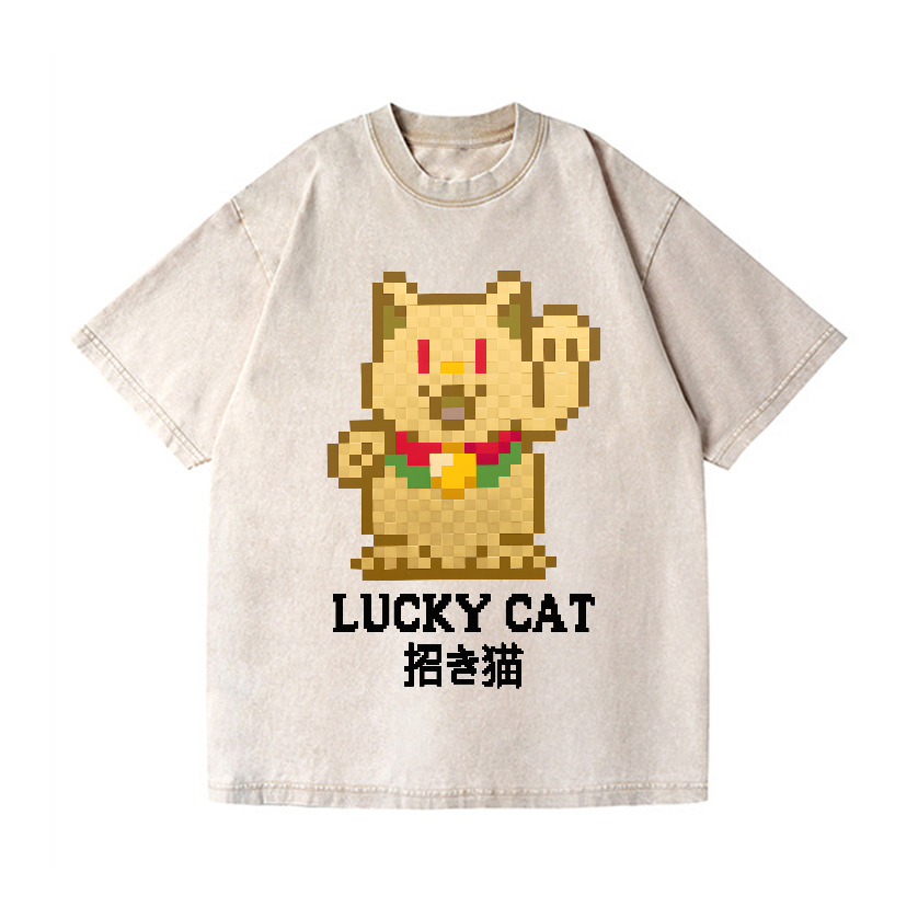 Lucky Cat Vintage Wash Japanese Design T-Shirt