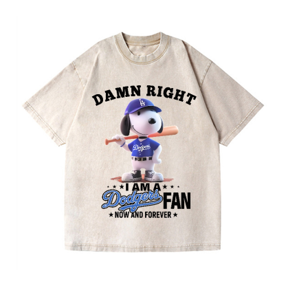 Dodgers Snoopy Baseball Vintage Wash Japanese Design T-Shirt