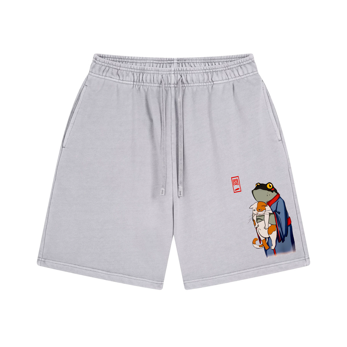 Matsumoto Hoji Frog and Cat Vintage Pure Thick Cotton Shorts