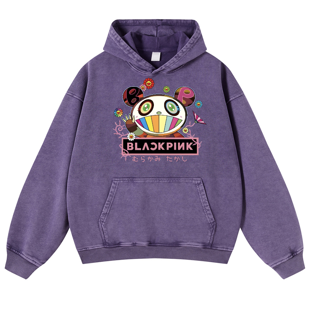 Black Pink TM Vintage Washed Thick Cotton Hoodie