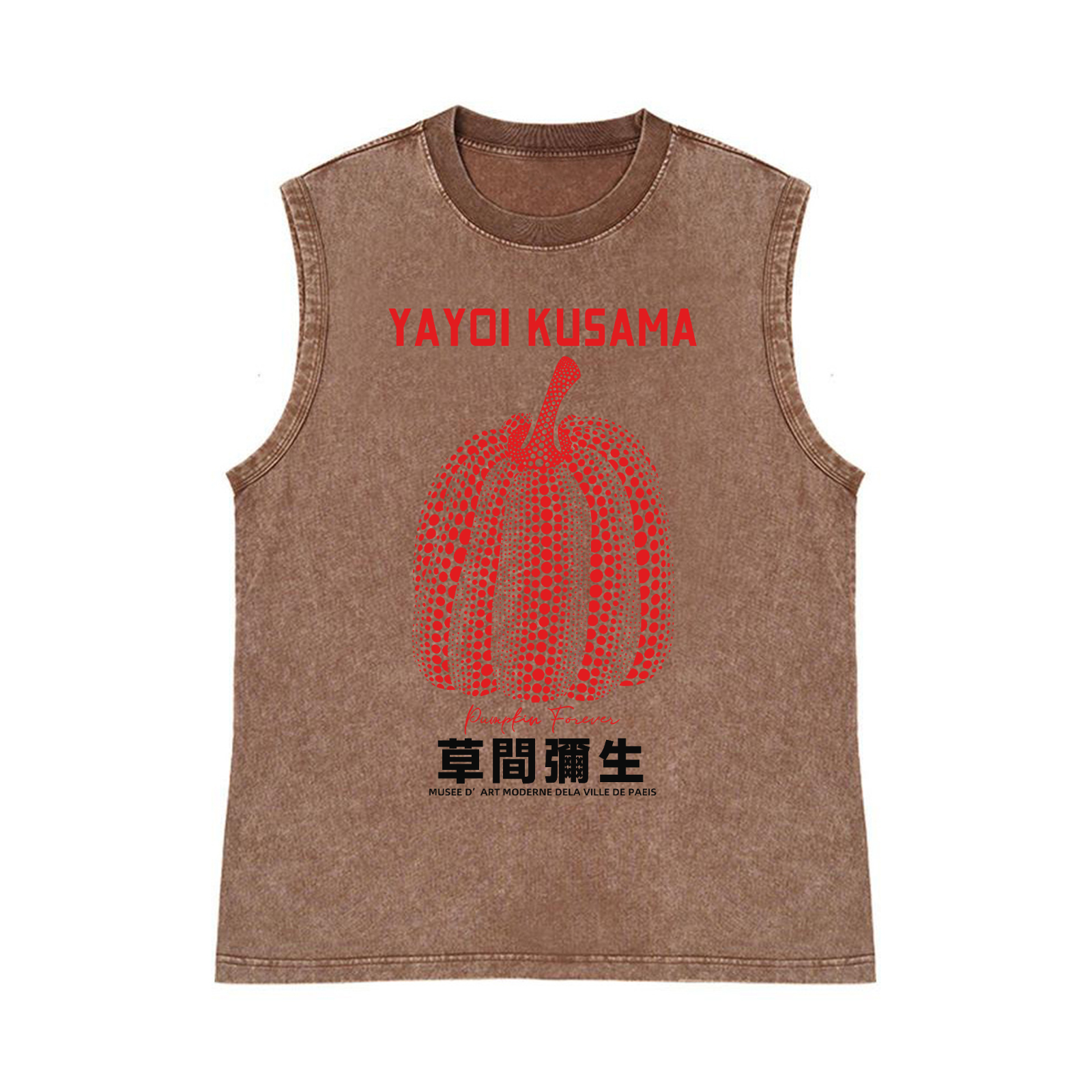 Yayoi Kusama Pumpkin Pure Cotton Wash-Dyed Sleeveless Tank Top