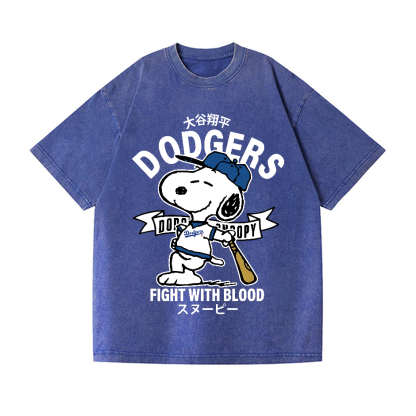 Dodgers Snoopy Vintage Wash Japanese Design T-Shirt
