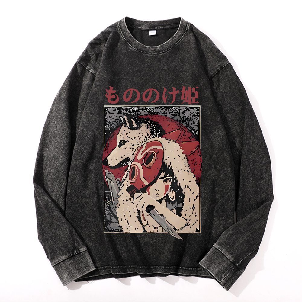 Ghibli Vintage Cotton Wash Crewneck Sweatshirt