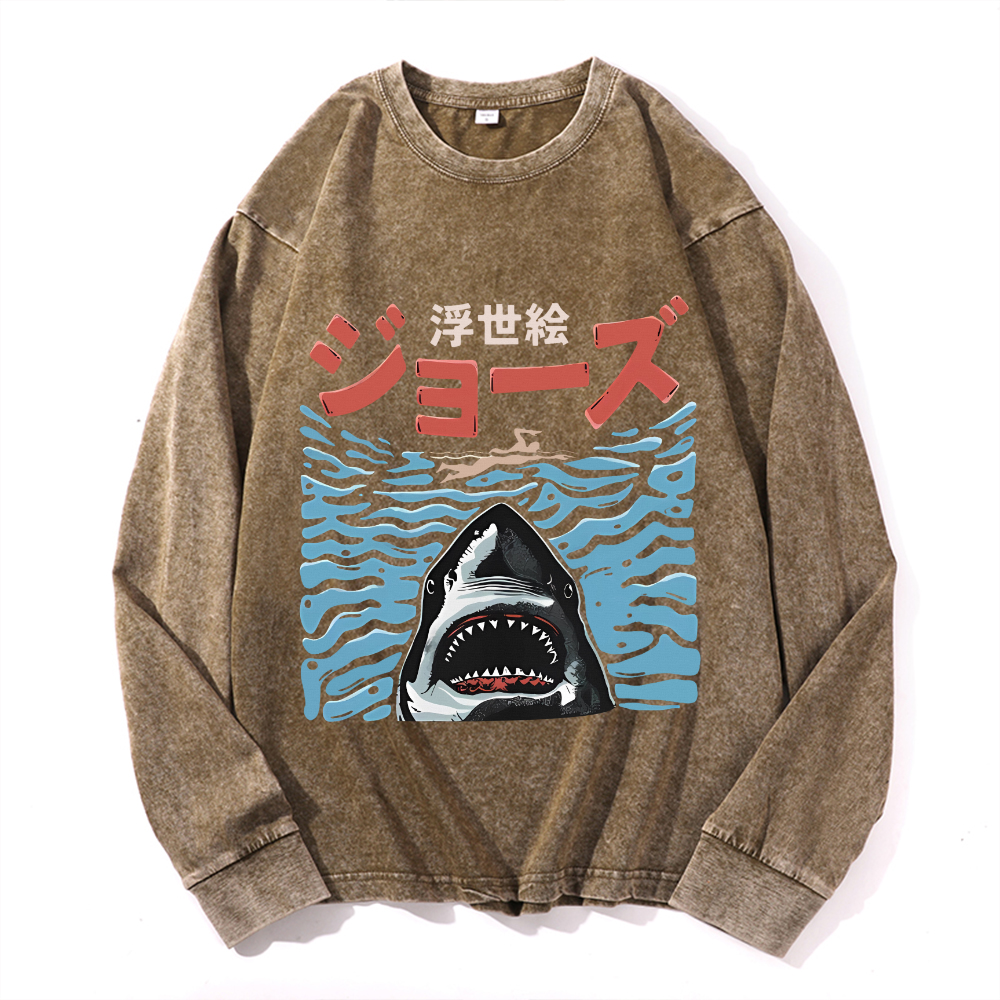 Jaws Vintage Cotton Wash Crewneck Sweatshirt