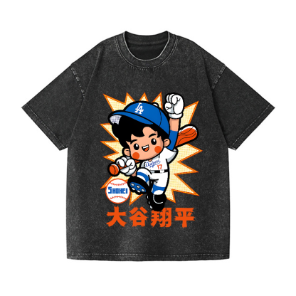 Dodgers Baseball Shohei Vintage Wash Japanese Design T-Shirt