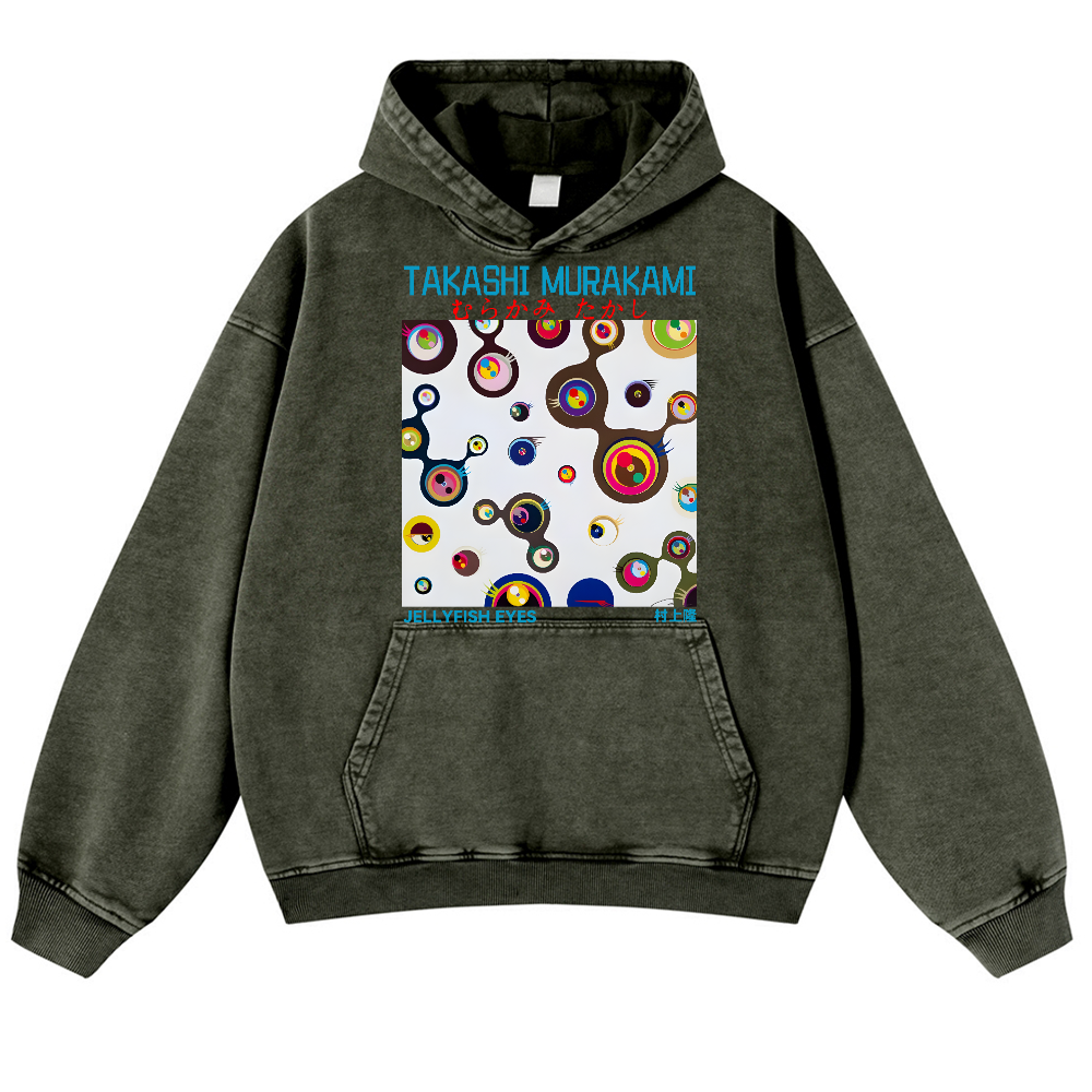 Jellyfish Eyes TM Vintage Washed Thick Cotton Hoodie