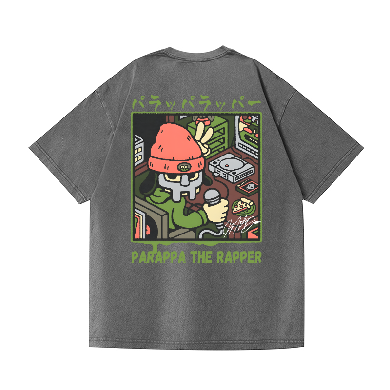 PaRappa the Rapper Vintage Wash Japanese Design Back Art T-Shirt