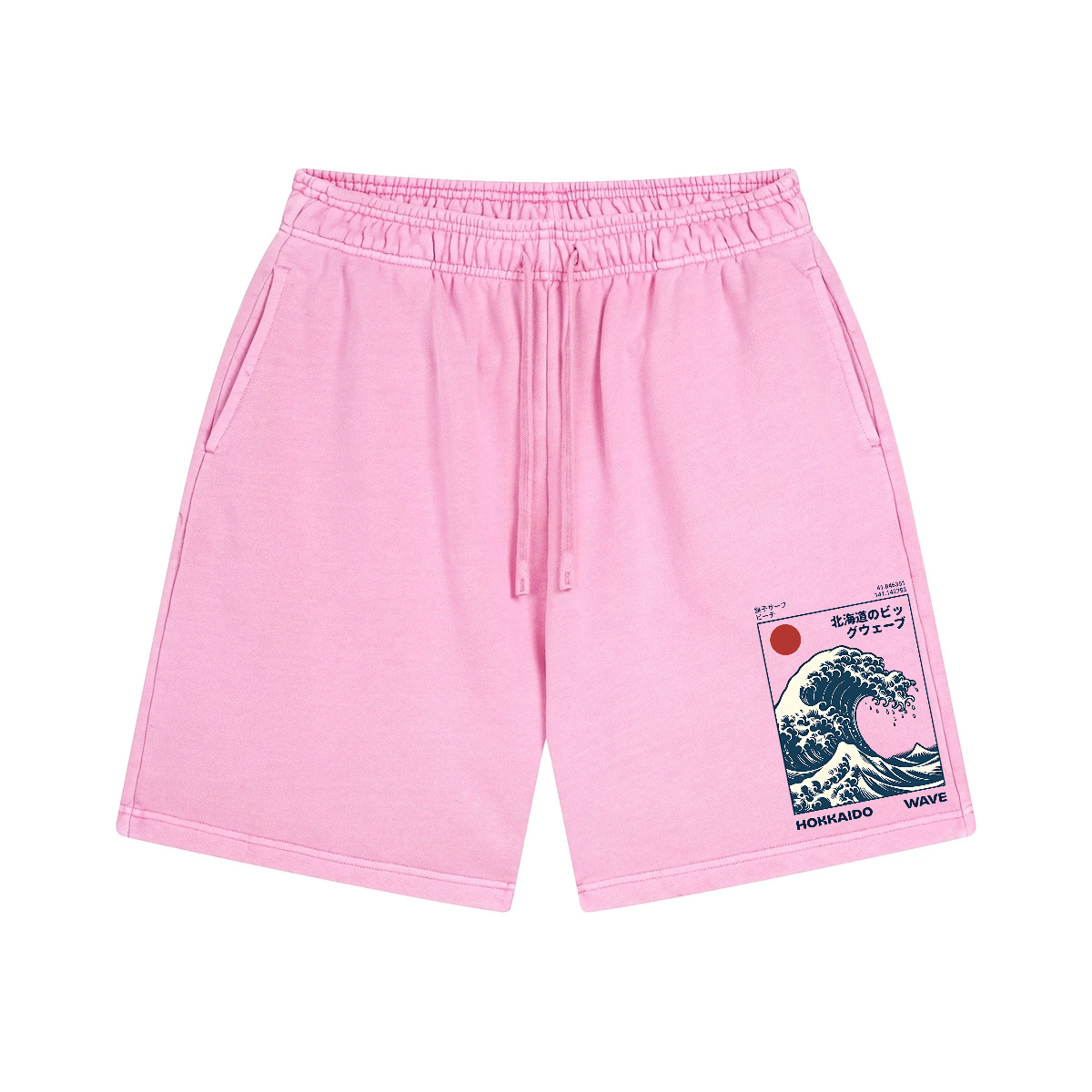 Katsushika Hokusai Wave Ukiyoe Vintage Washed Cotton Shorts