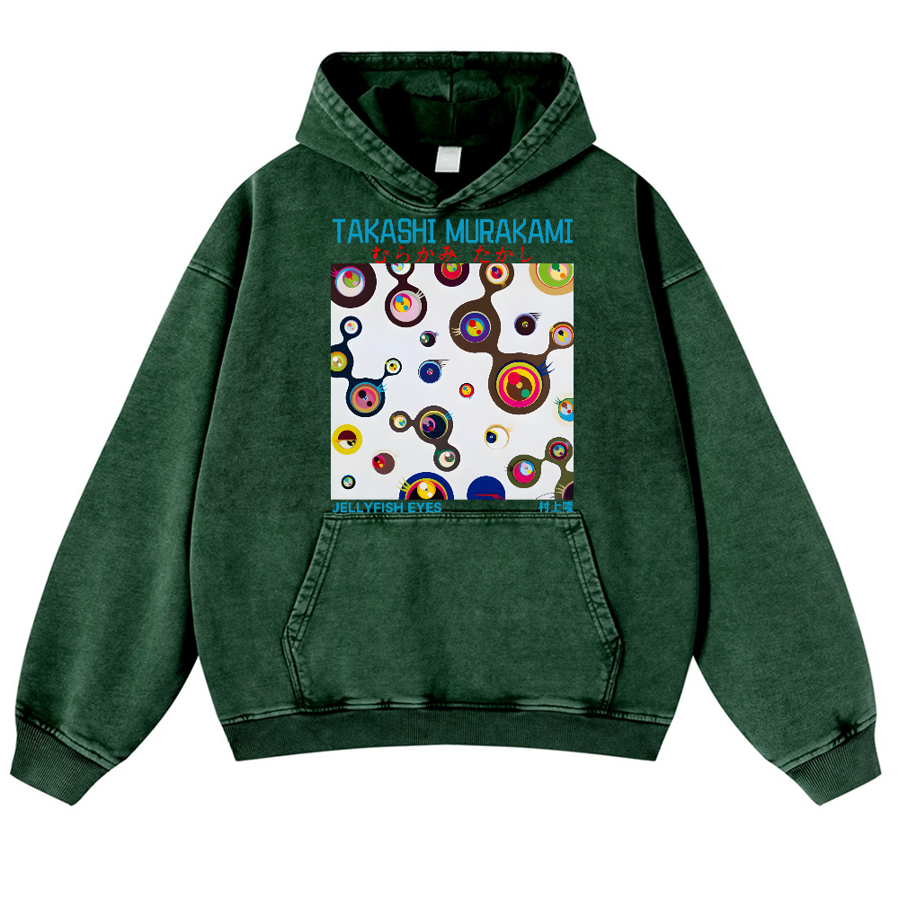 Jellyfish Eyes TM Vintage Washed Thick Cotton Hoodie