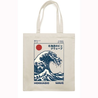 Katsushika Hokusai Wave Ukiyoe Japanese Style Canvas Tote Bag