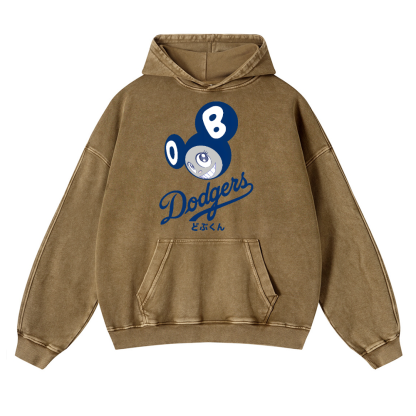 Dodgers Japan Sunflower TM Vintage Washed Thick Cotton Hoodie