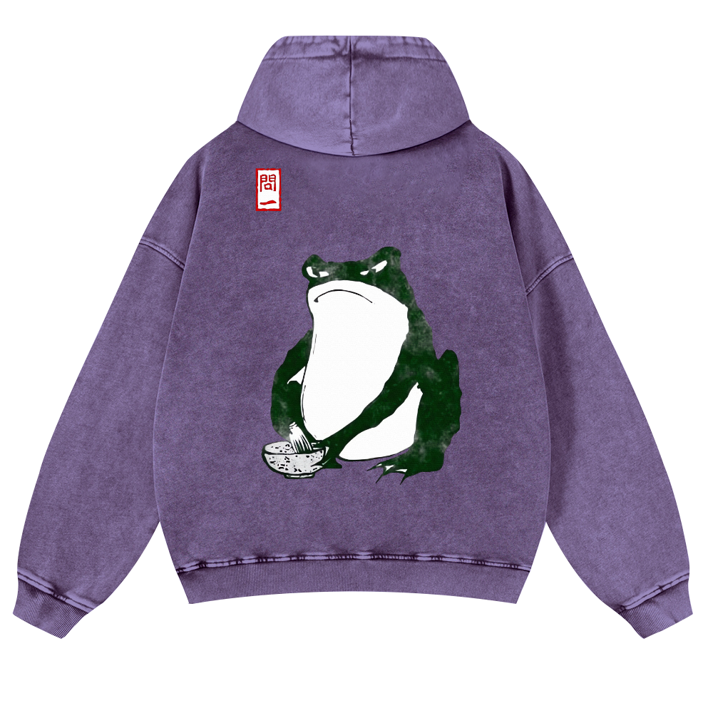 Matsumoto Hoji Frog Making Matcha Vintage Washed Cotton Back Art Hoodie