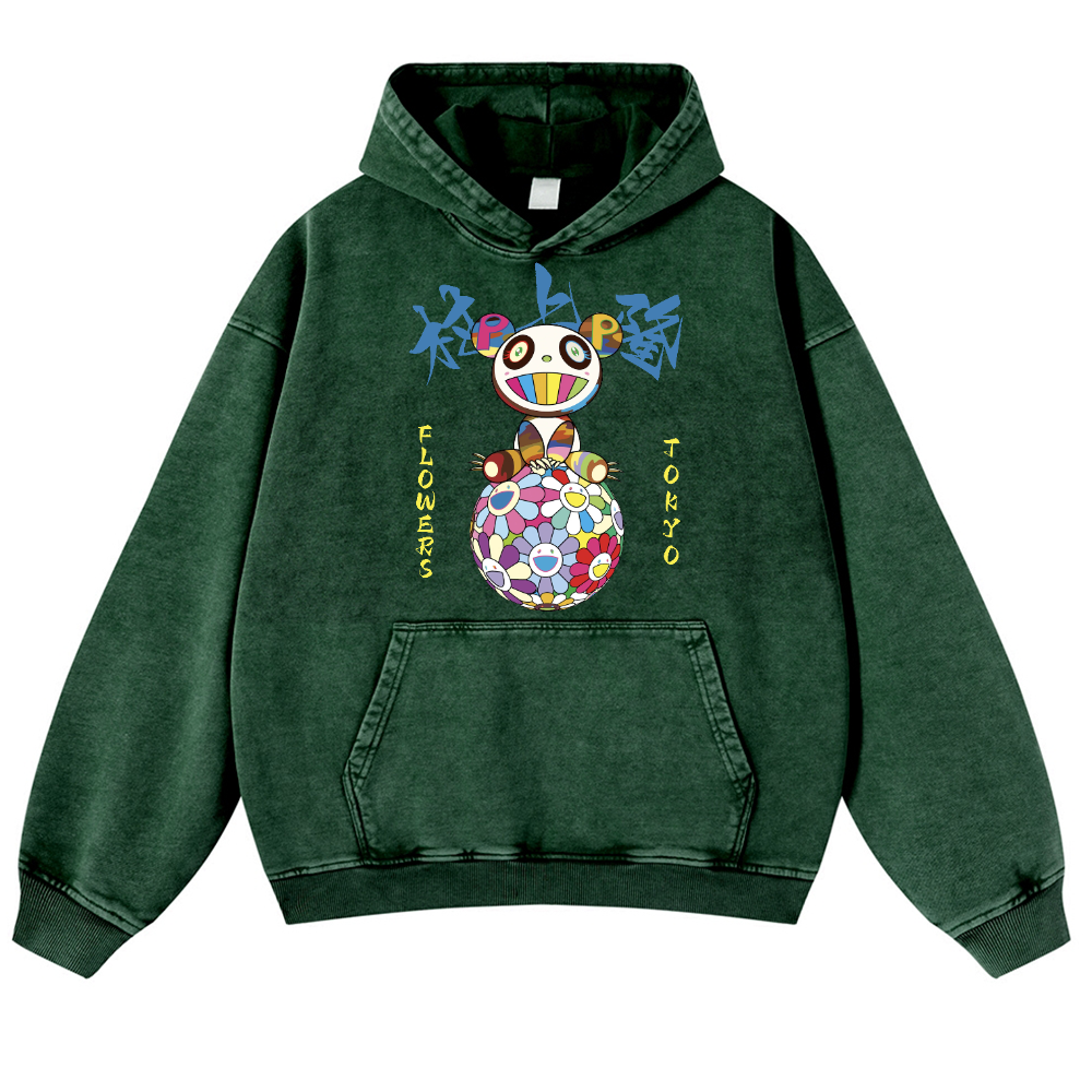 TM Sunflower Panda Vintage Washed Thick Cotton Hoodie