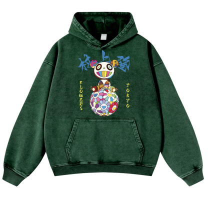 TM Sunflower Panda Vintage Washed Thick Cotton Hoodie