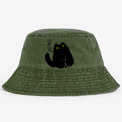 Lucky Cat Art Vintage 100% Cotton Bucket Hat
