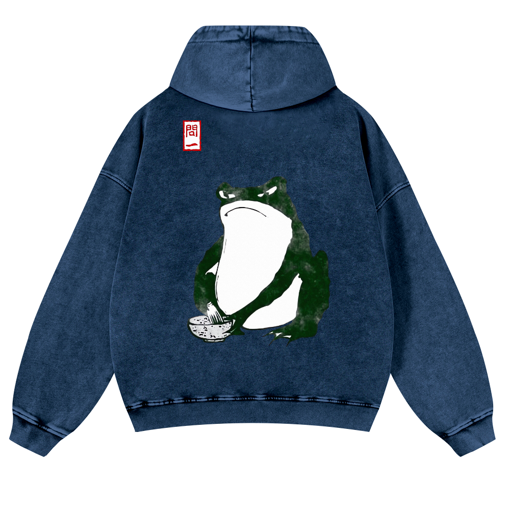 Matsumoto Hoji Frog Making Matcha Vintage Washed Cotton Back Art Hoodie