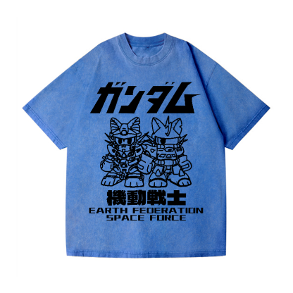 Gundam Cat Vintage Wash Japanese Design T-Shirt