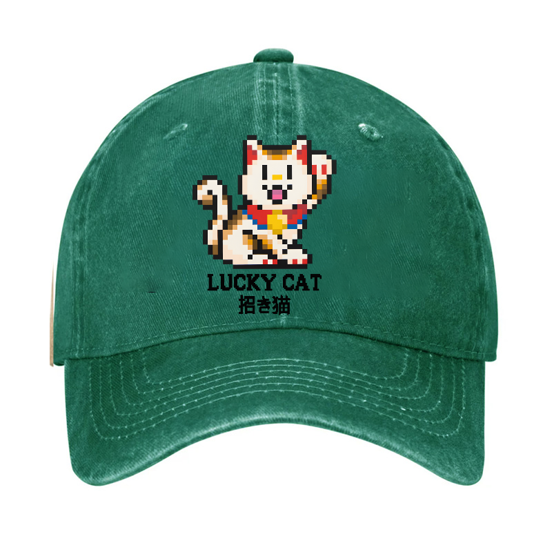 TM Mosaic Lucky Cat Vintage Cotton Cap