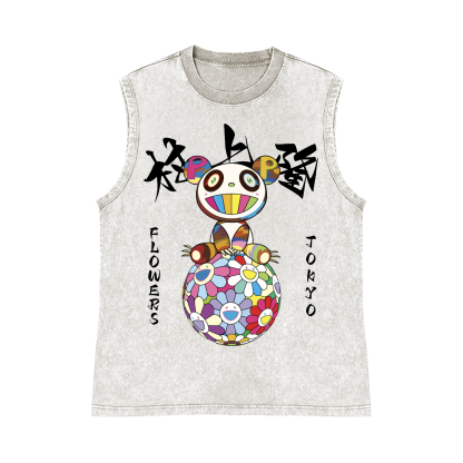 Panda Sunflower TM Pure Cotton Wash-Dyed Sleeveless Tank Top