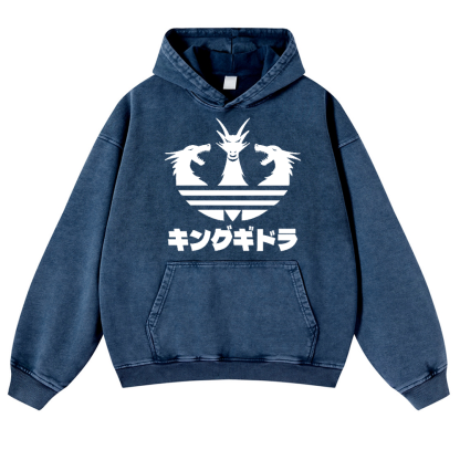 King Ghidorah Kaiju Vintage Washed Thick Cotton Hoodie