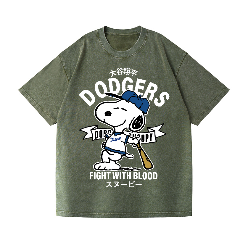 Dodgers Snoopy Vintage Wash Japanese Design T-Shirt